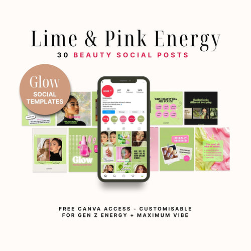 30 Lime & Pink Beauty Editable Instagram Posts